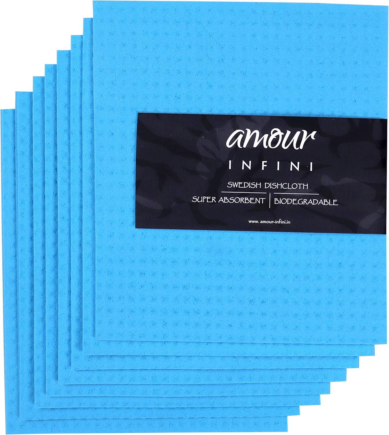 AMOUR INFINI Swedish Dishcloth Cellulose Sponge 8 Pack - No Odor, Resuable and Absorbent Cleaning