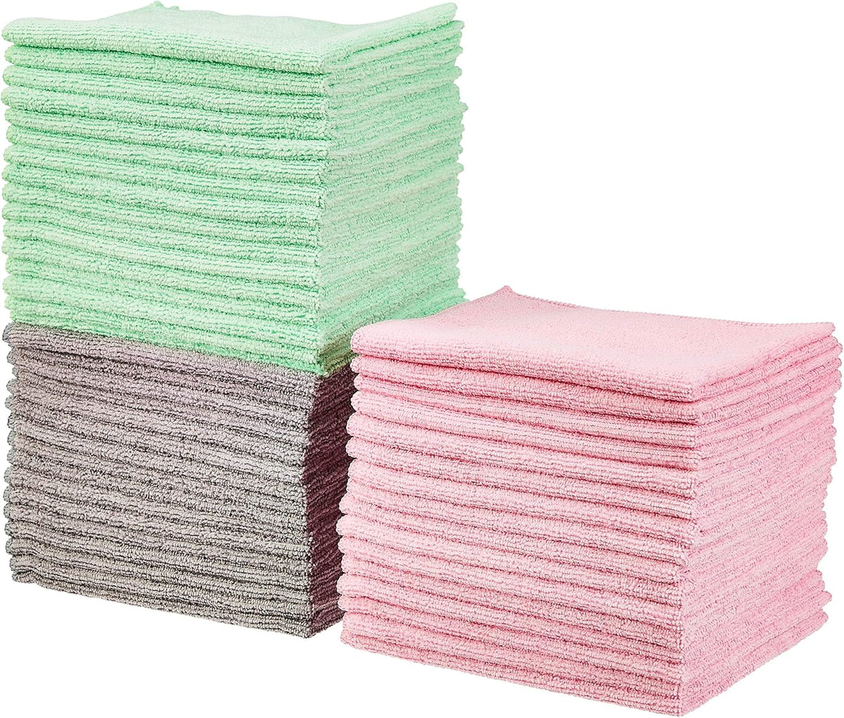 Amazon Basics Microfiber Cleaning Cloths, Non-Abrasive, Reusable and Washable, Pack of 48