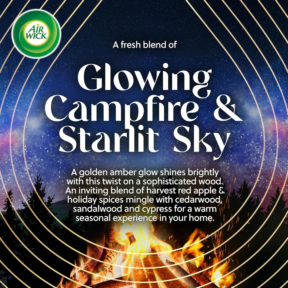 Air Wick Plug In Vibrant Scented Oil, Campfire + Winter Woods, Air Fresheners for Home Long