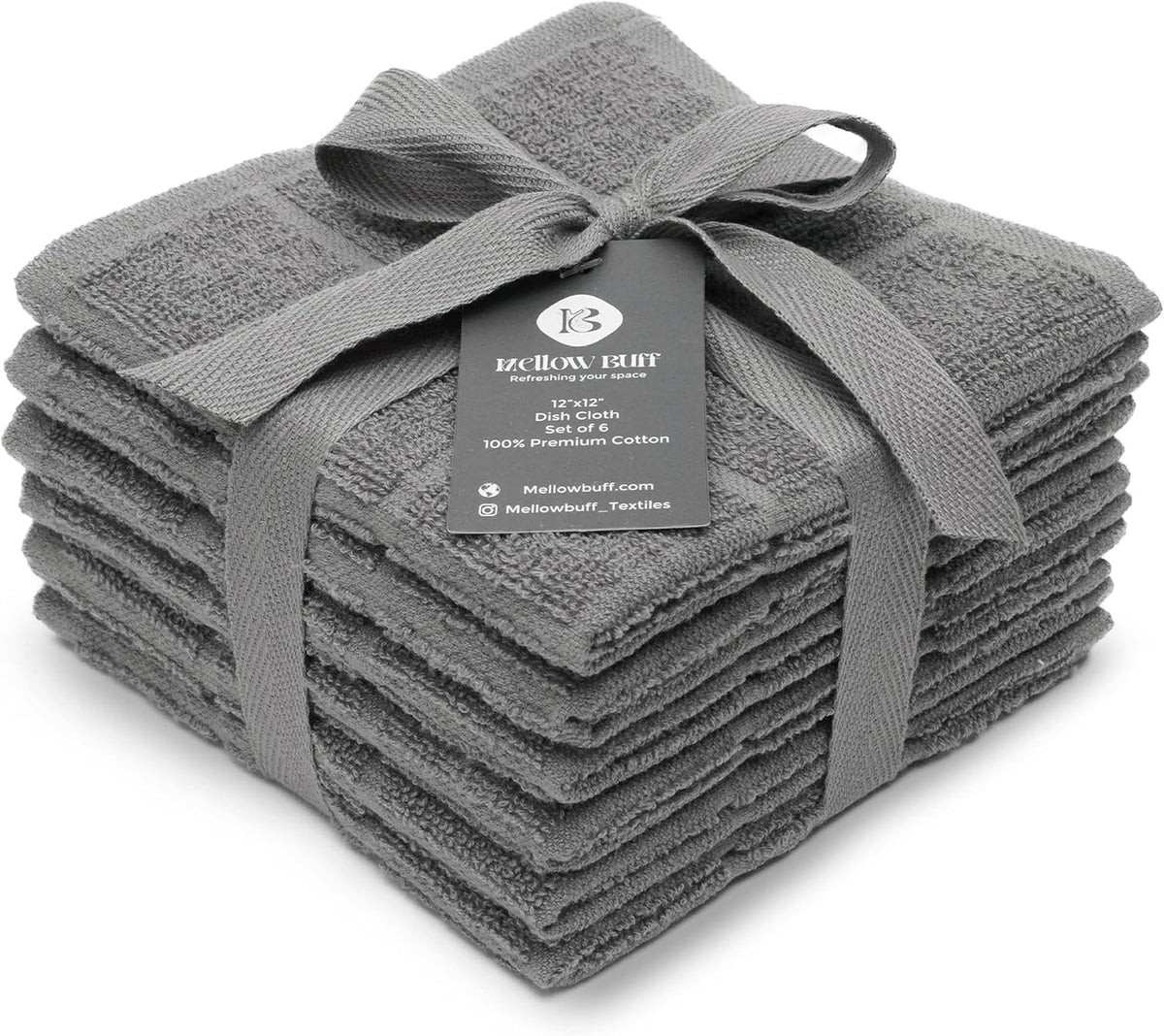 100% Cotton Terry Dish Cloth & Dish Towel, 6 Pack, Super Soft and Absorbent Kitchen Towels, Perfect