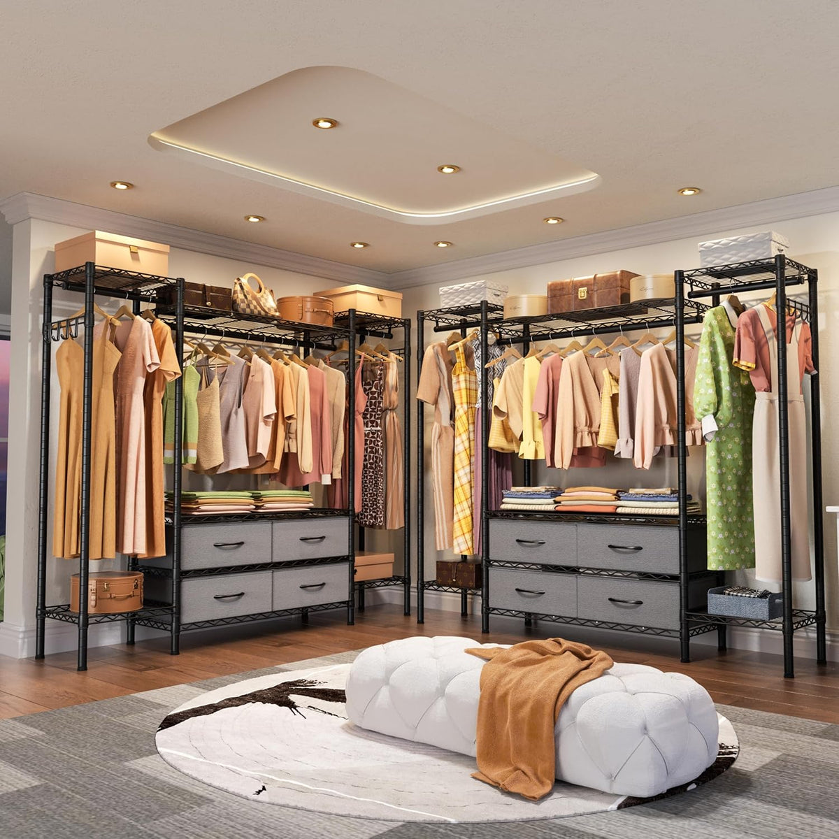 Large Garment Rack Heavy Duty Clothes Rack,Freestanding Closet Portable Clothing Rack with 8