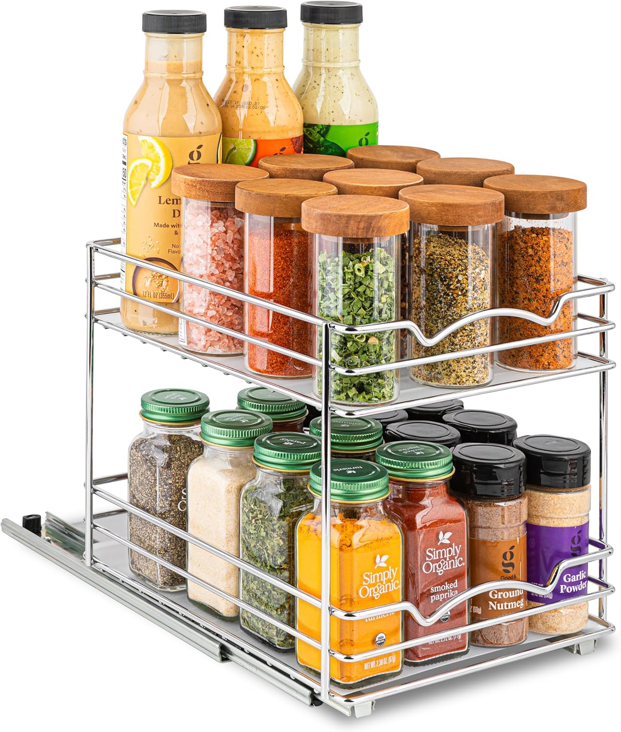 Pull Out Cabinet Organizer for Spices, Cans - Heavy Duty with Lifetime Limited Warranty- Pull Out
