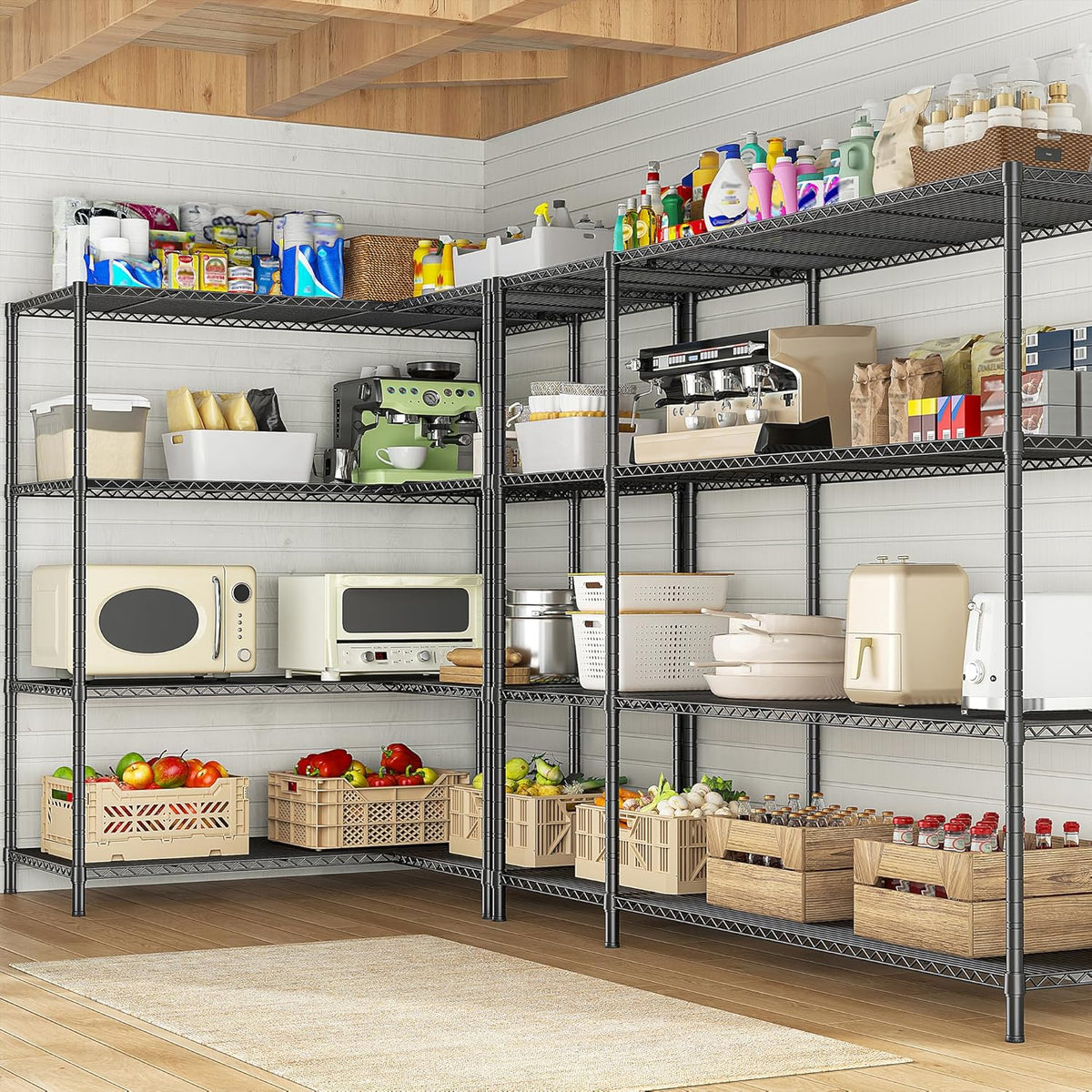 52.36''W Storage Shelves Metal Shelving Unit Load 1120LBS 4 Tier Wire Shelving for Storage Rack