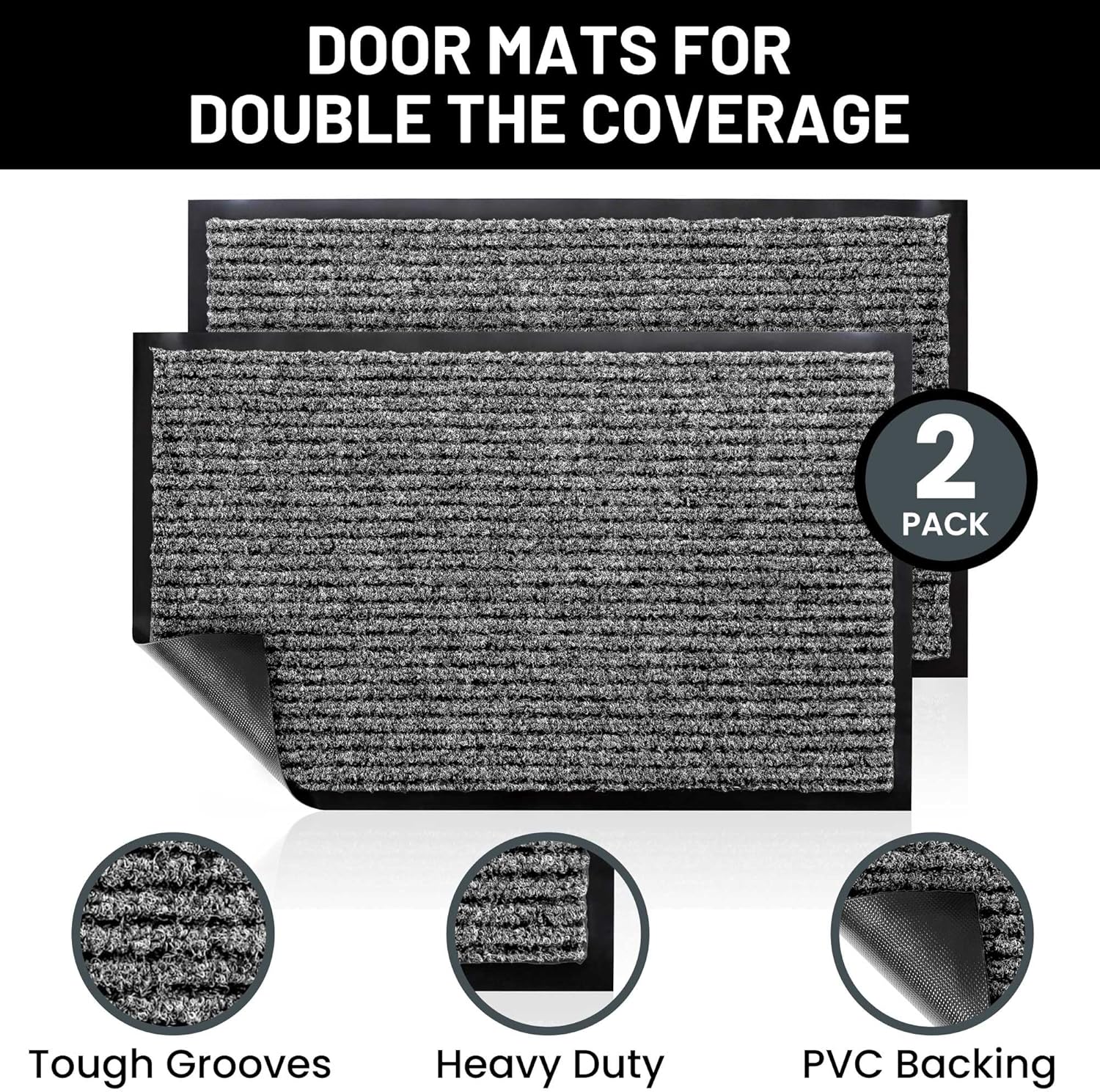 Sierra Concepts Front Door Mat Welcome Mats 2-Pack - Indoor Outdoor Entryway Mats for Shoe Scraper
