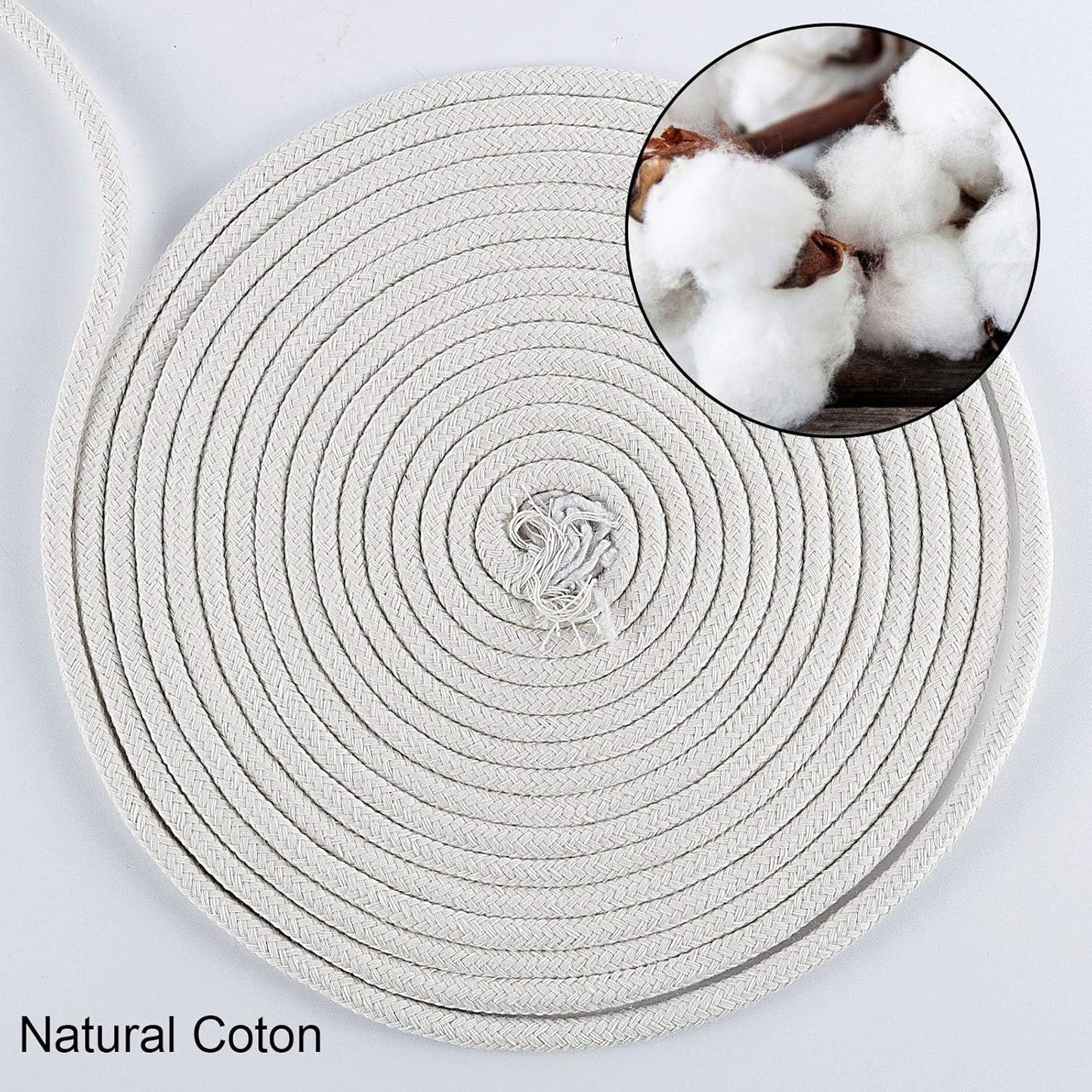 ZOENHOU Cotton Rope, 328 Feet, White, Natural, Clothesline, Strong, Laundry Line, DIY Crafts, Art