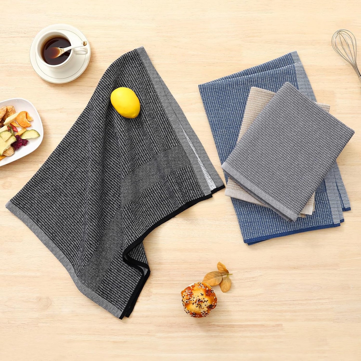 Homaxy Premium Kitchen Towels(18”x 28”, 12 Pack), Large Cotton Kitchen Hand Towels, Flat and Terry
