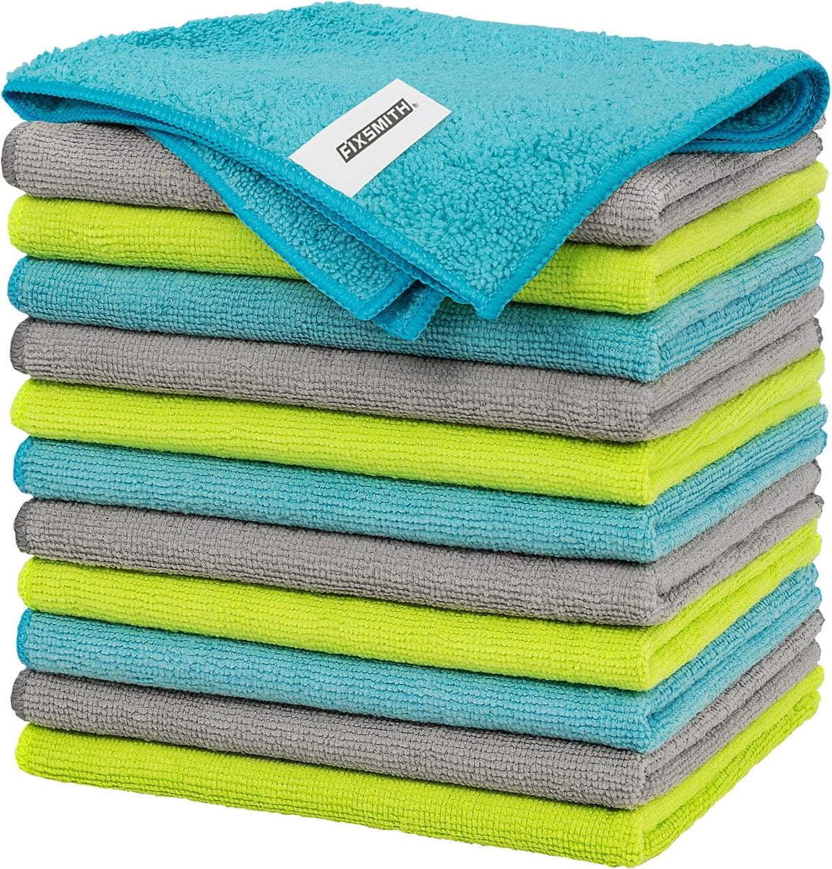 FIXSMITH Microfiber Cleaning Cloth - Pack of 12, Multi-Functional Towels, Size: 12 x 16 in, Highly