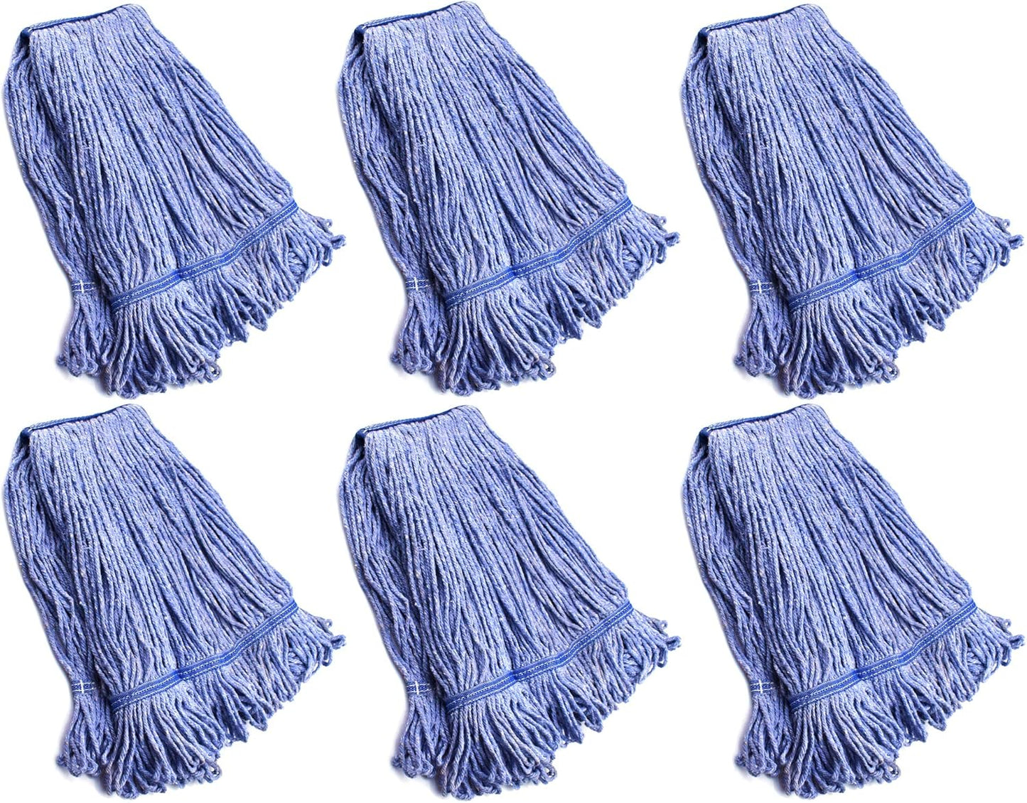 String Mop Heads Replacement Heavy Duty Commercial Grade Blue Cotton Looped End Wet Industrial