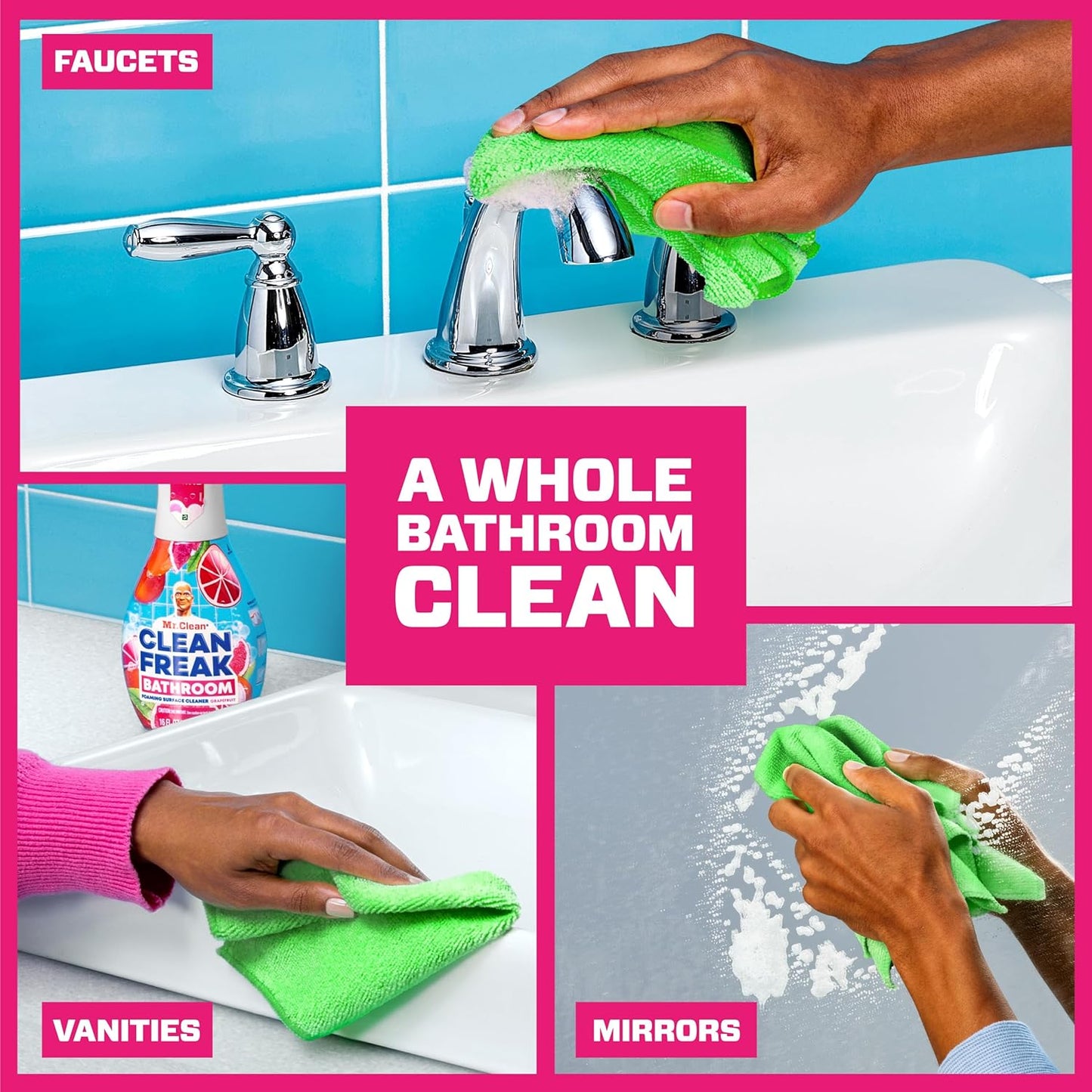 Mr. Clean Clean Freak Foaming Bathroom Surface Cleaner Multi-Surface Spray Starter Kit and Refill