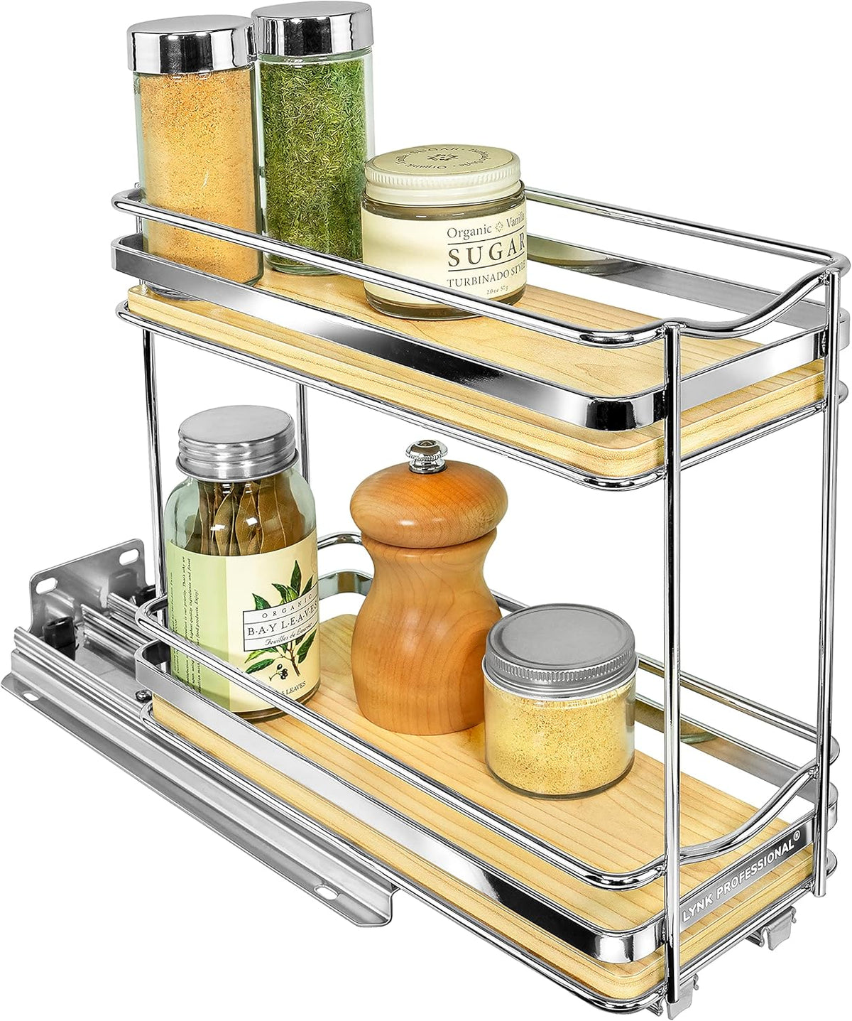 LYNK PROFESSIONAL® Élite™ Pull Out Spice Rack Organizer for Inside Kitchen Cabinets - 4-1/4 inch