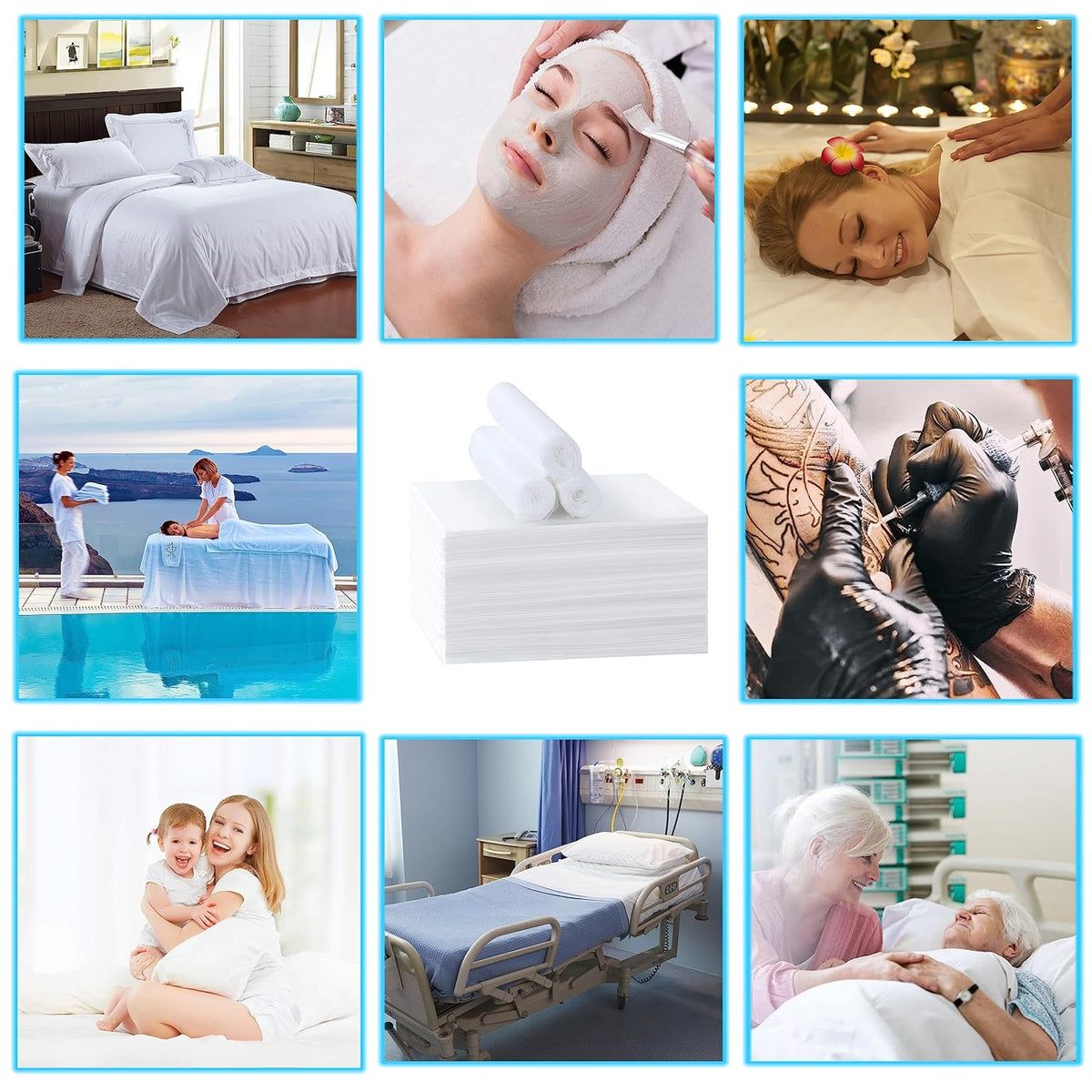 Disposable Bed Sheets for Massage Table 100 Pcs 31" x 71" Waterproof Massage Table Sheets Soft Non