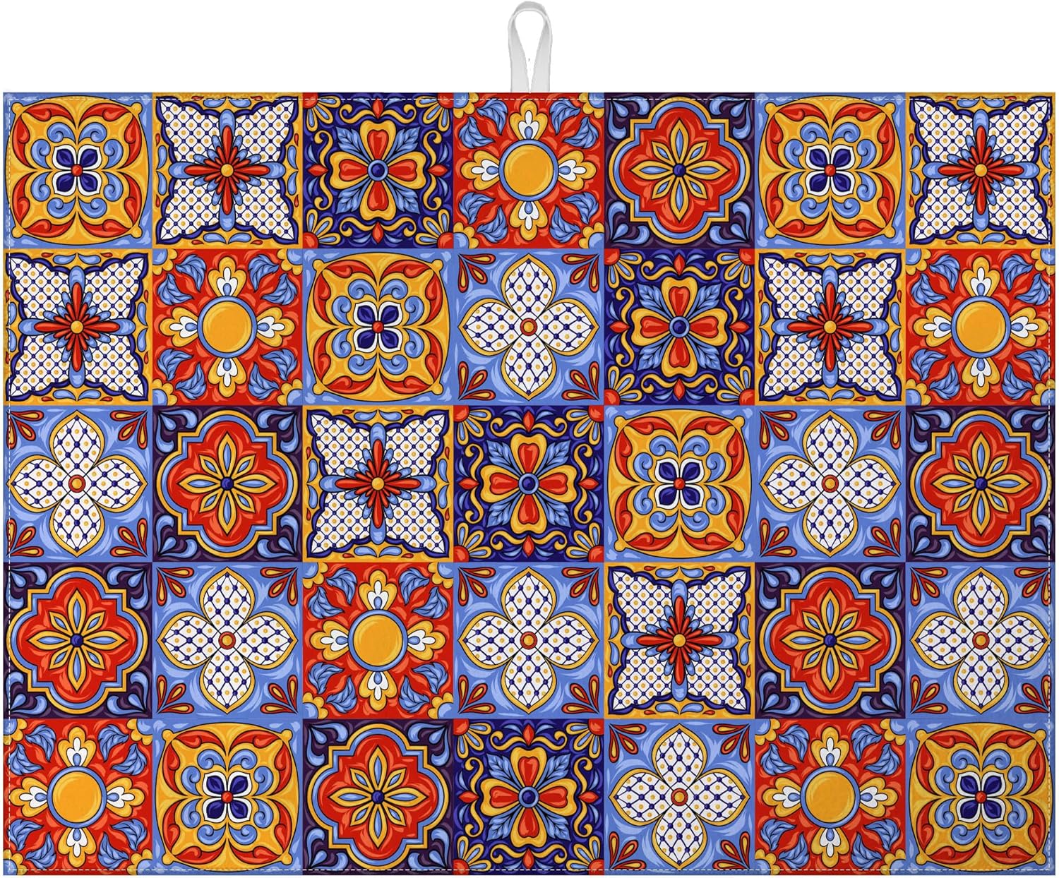 Talavera Mexican Tiles Dish Drying Mat for Kitchen Counter Microfiber Absorbent Dish Kitchen Drying