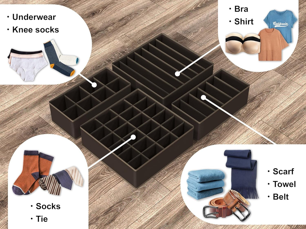 Simple Houseware 4-Pack Drawer Organizer Set - Closet Dividers for Underwear, Socks, Bras, Scarves