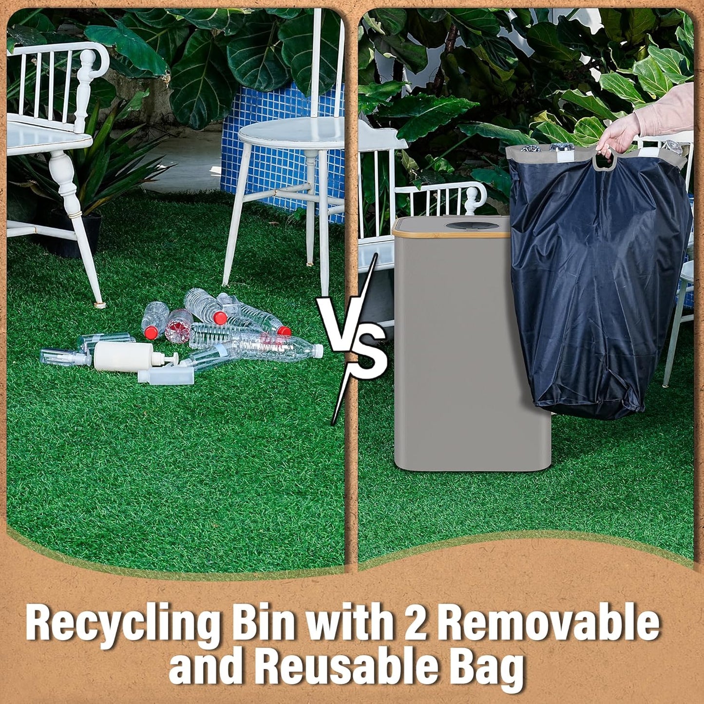 efluky Recycle Bin 26 Gallon, 100L Recycle Bin for Kitchen with 2 Removeable and Reusable Inner