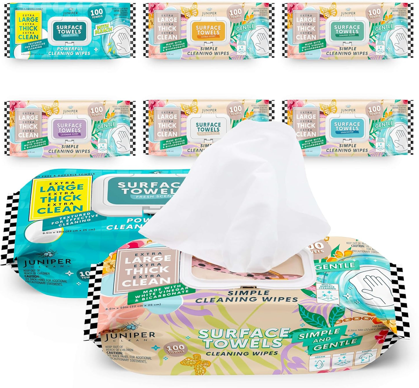 6 Packs Surface Cleaning Wipes, Thick & Large Dispose, All-Purpose Cleaner for Bathroom, Kitchen