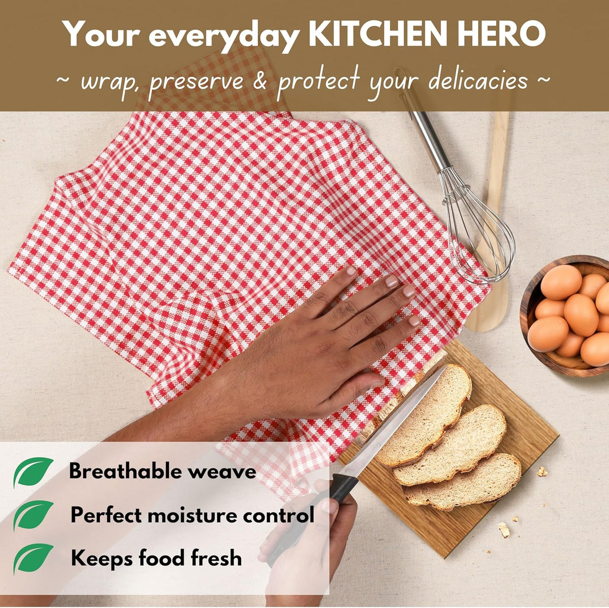 Native Fab 12 Pack Gingham Check Kitchen Towels 16"x26" - Mini Plaid Cotton Dish Towels Washable