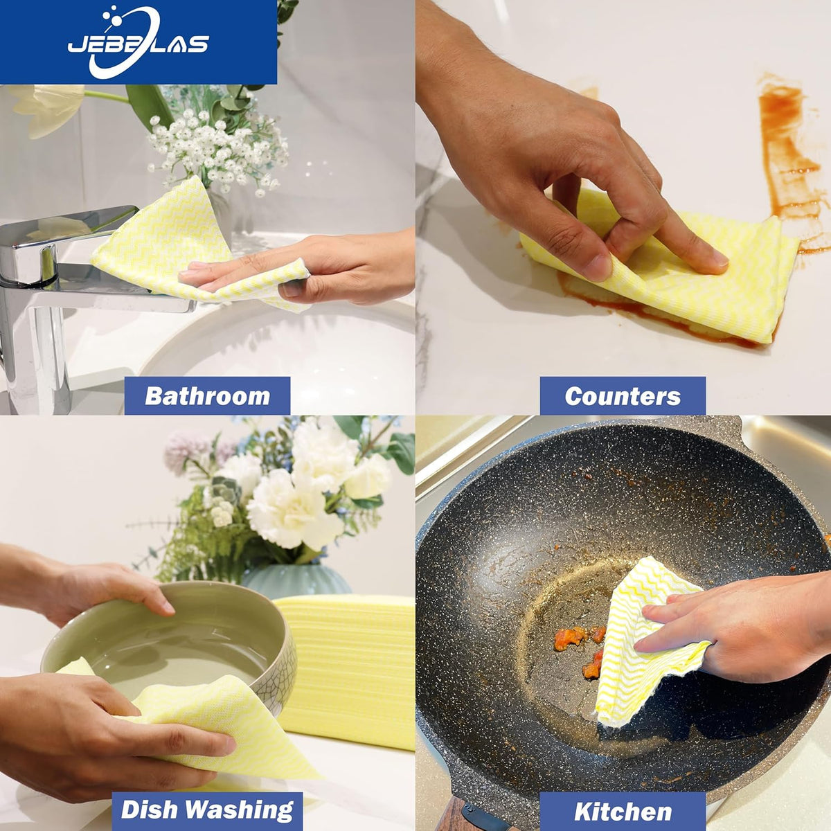 JEBBLAS Handi Wipes Reusable Cloths Dry Cleaning Cloths Dish Towel Dish Cloths Handy Cleaning