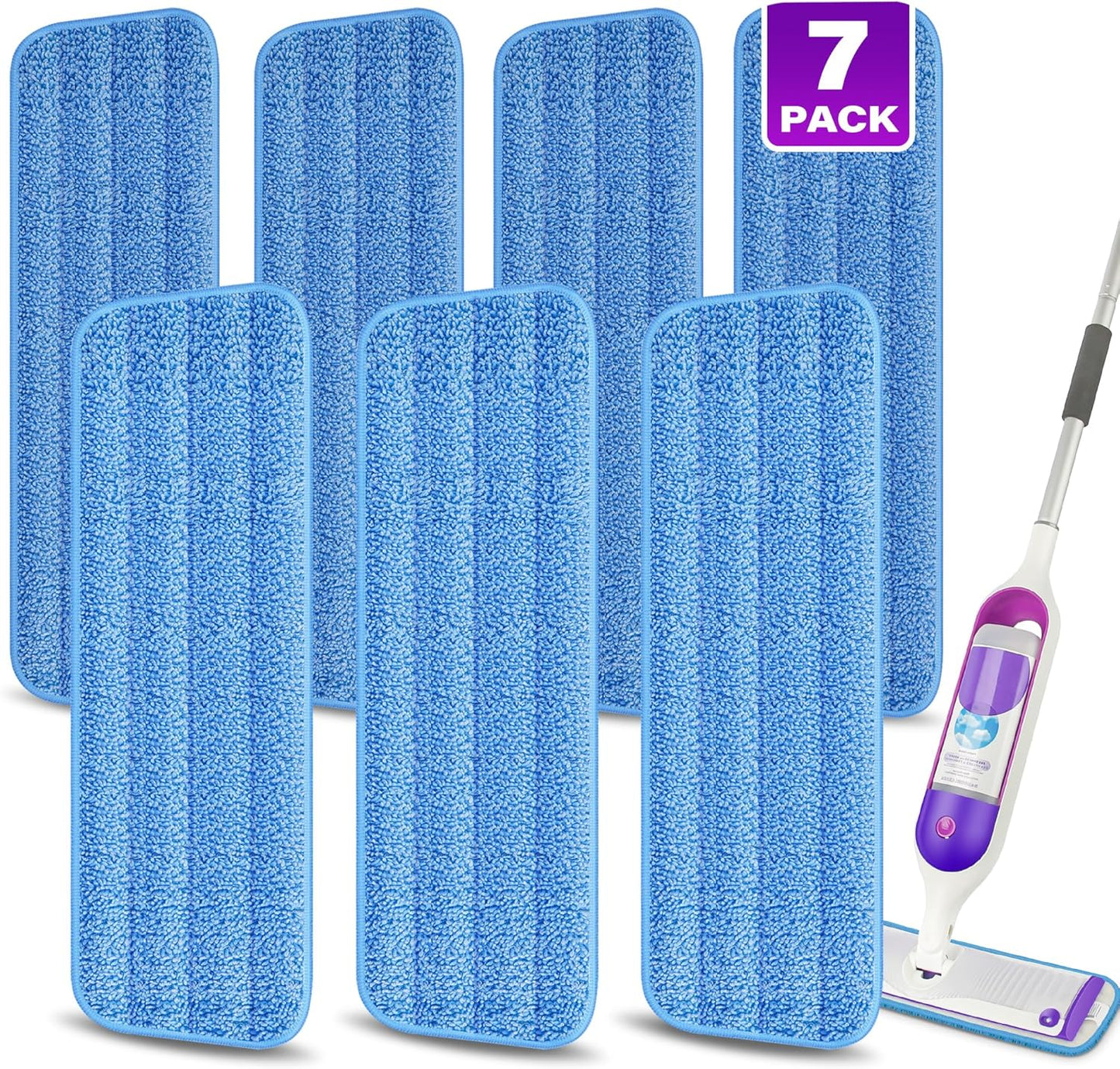 7 Count Reusable Mop Pads for Swiffer PowerMop -MEXERRIS Microfiber Wet Mops Refills PowerMop Pads