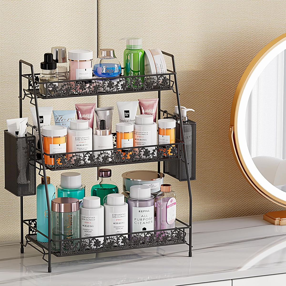 3-Tier Large Size Storage Rack,Counter Organiztion for Bathroom Countertop Organizer Shelf for