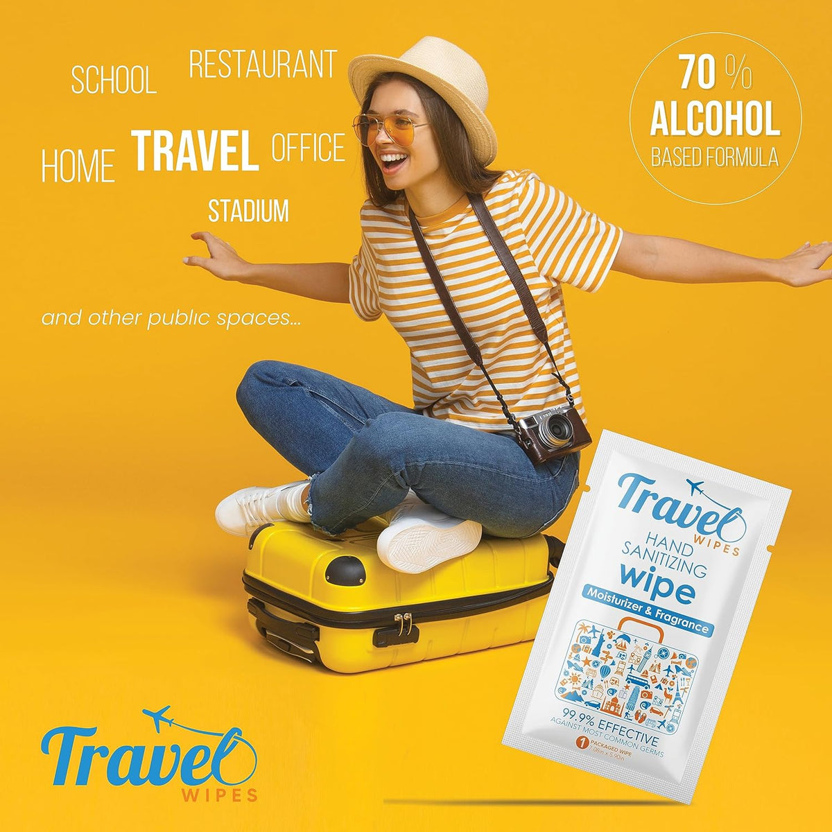 Hand Sanitizing Travel Wipes – 30ct Individually Wrapped | Fresh Citrus Scent, Moisturizing, 70%