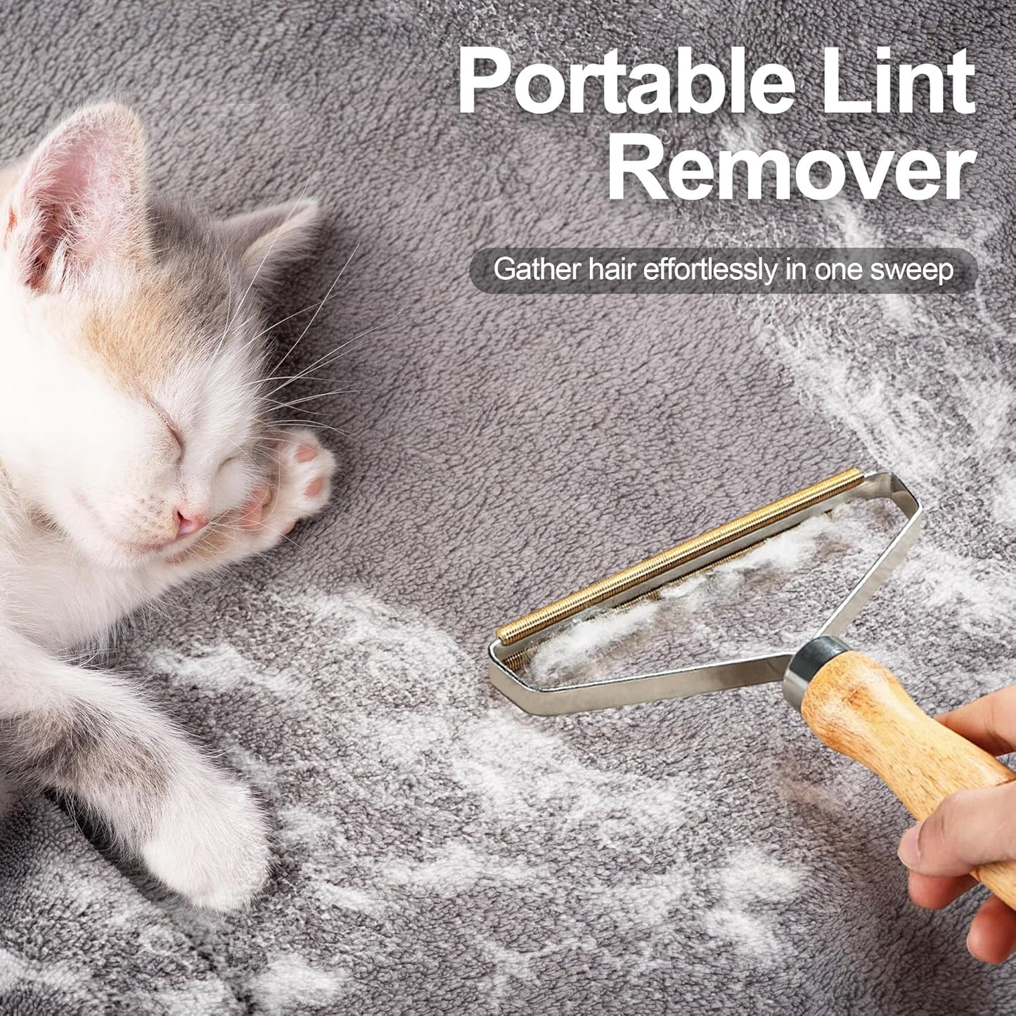 NEWE Rubber Pet Hair Removal Broom with Lint Fur Remover Tool, 57.5 inches Long Handle Silicone
