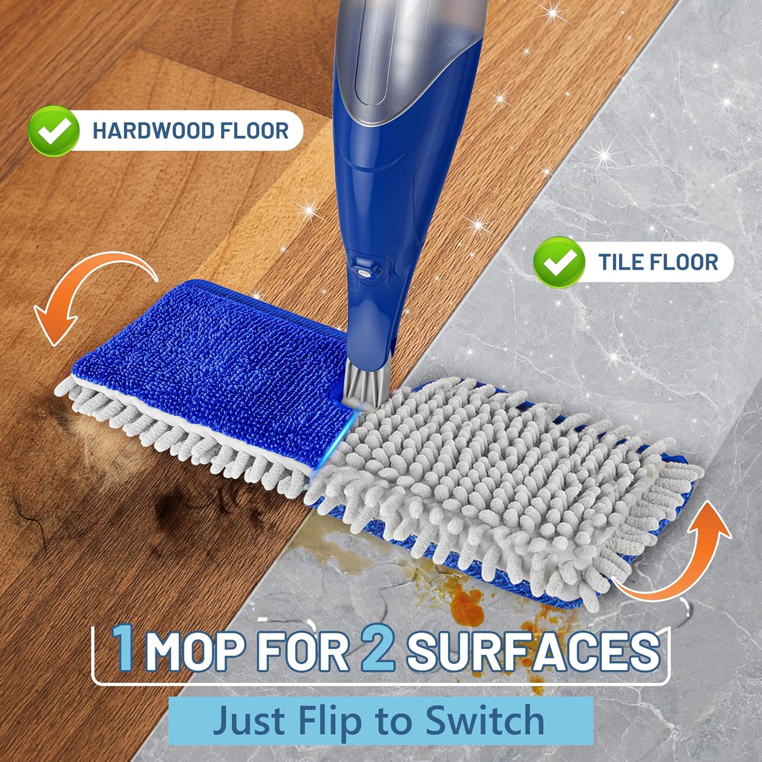Papclean Spray Mops for Floor Cleaning: Double Sided Dust Mop for Hardwood Wood Tile Floor with