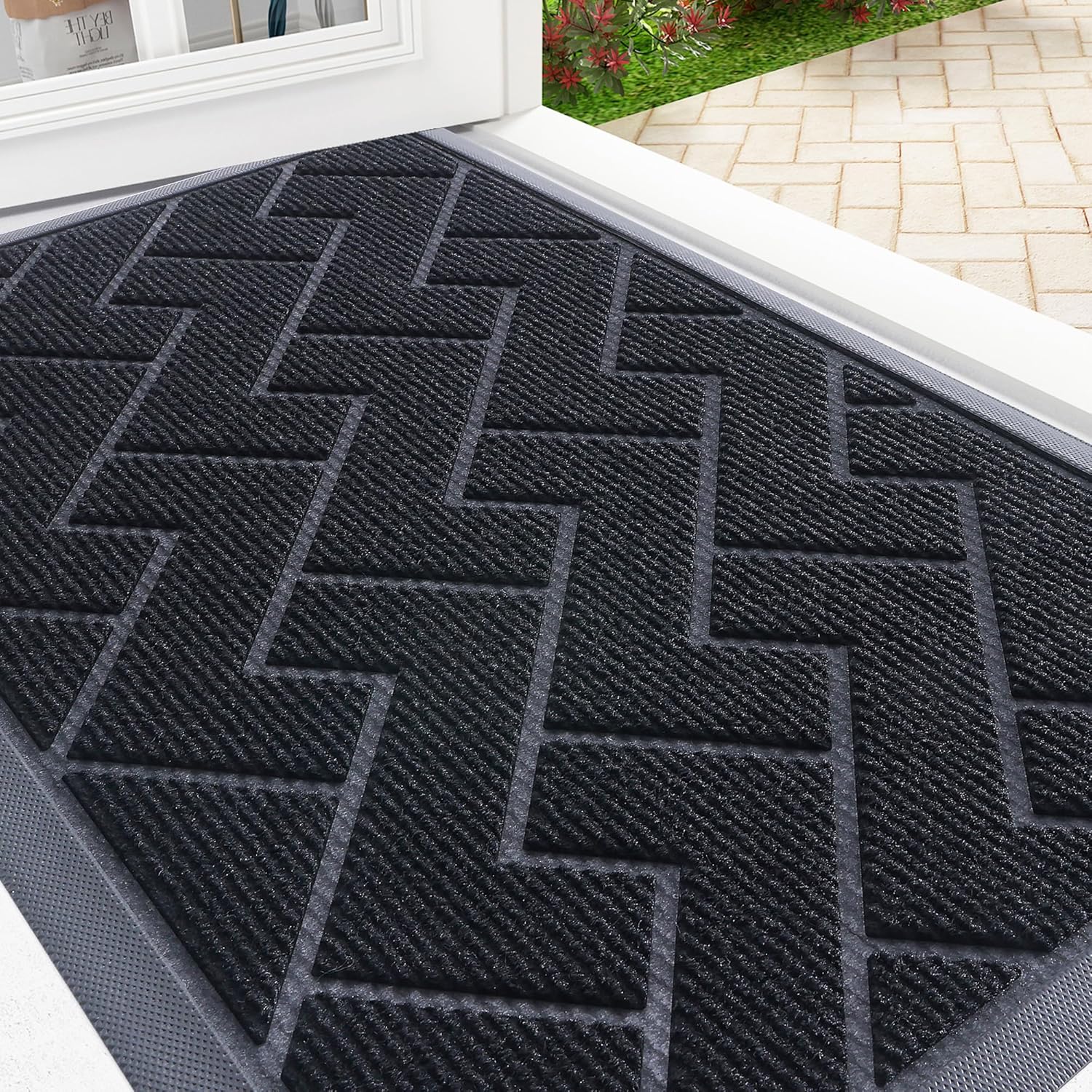 OLANLY Front Door Mat Indoor Outdoor Entrance, Waterproof All-Season, All-Weather Doormat, Sturdy