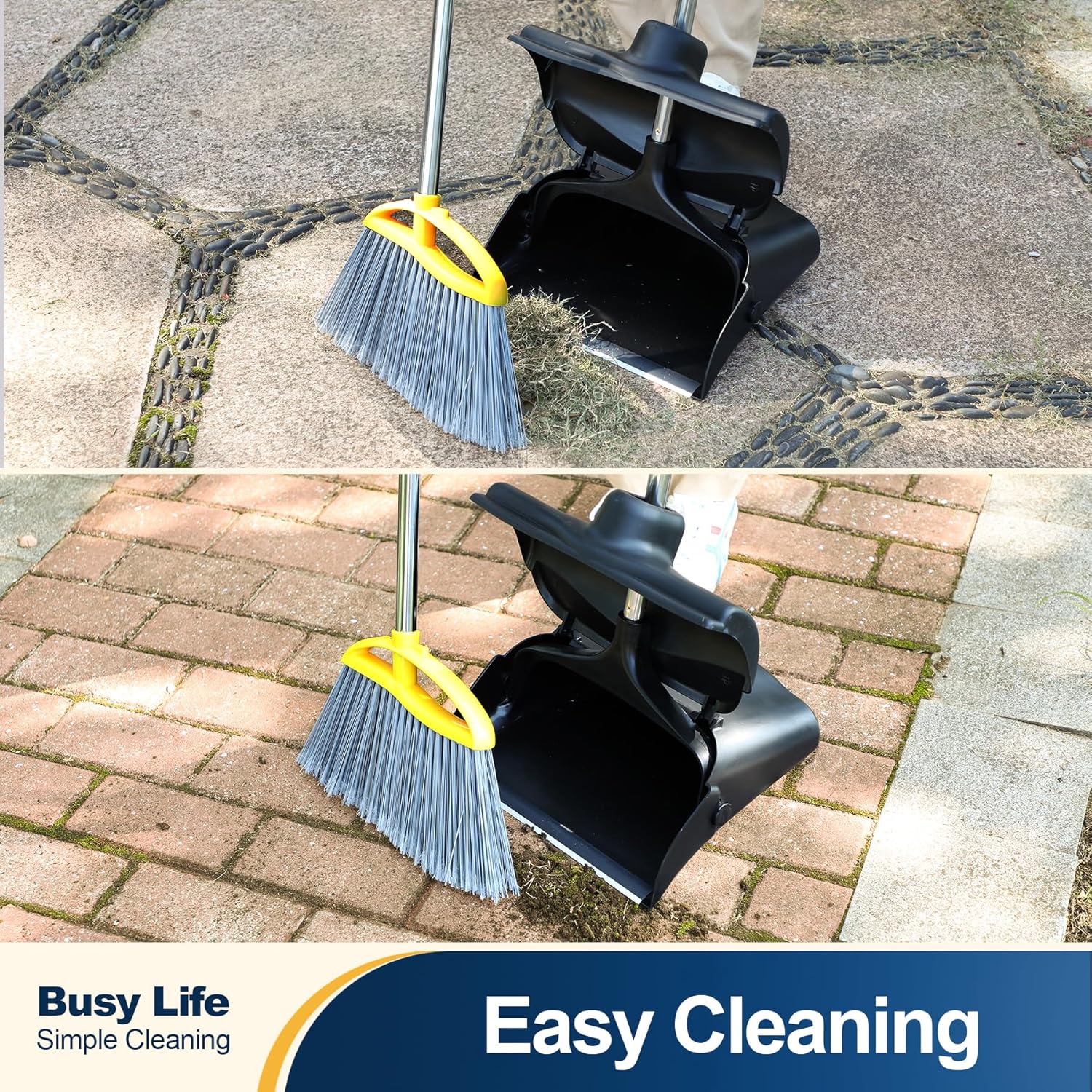 Yocada Commercial Dustpan with Wheels and Windproof Cover Indoor&Outdoor Commercial Dustpan for