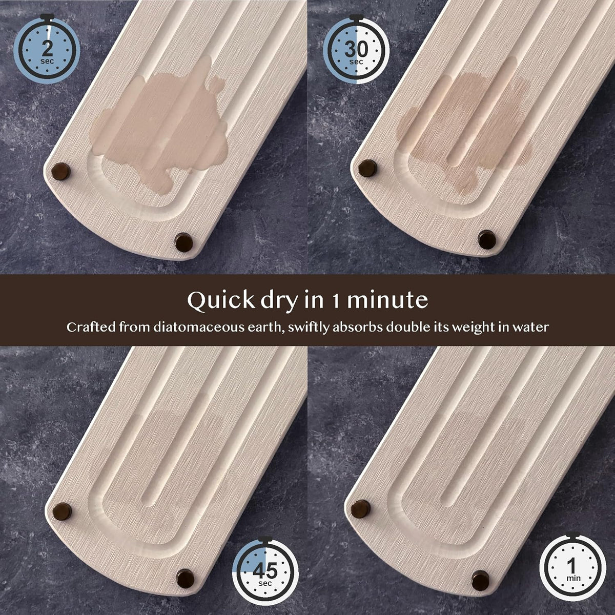 2PCS Water Absorbing Stone Soap Tray for Kitchen Bathroom Sink, Quick Dry Diatomaceous Earth Drying