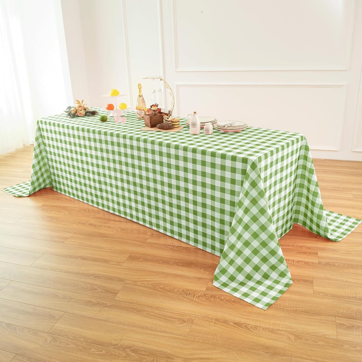 Classic Gingham Buffalo Tablecloth Fabric - Oblong 90x132 Inch Water Proof Checkered Table Cloth