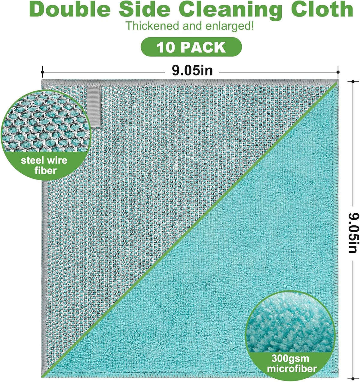 10counts Non Scratch Wire Dishcloth Multipurpose Wire Dishwashing Rag for Washing Dishes,Double