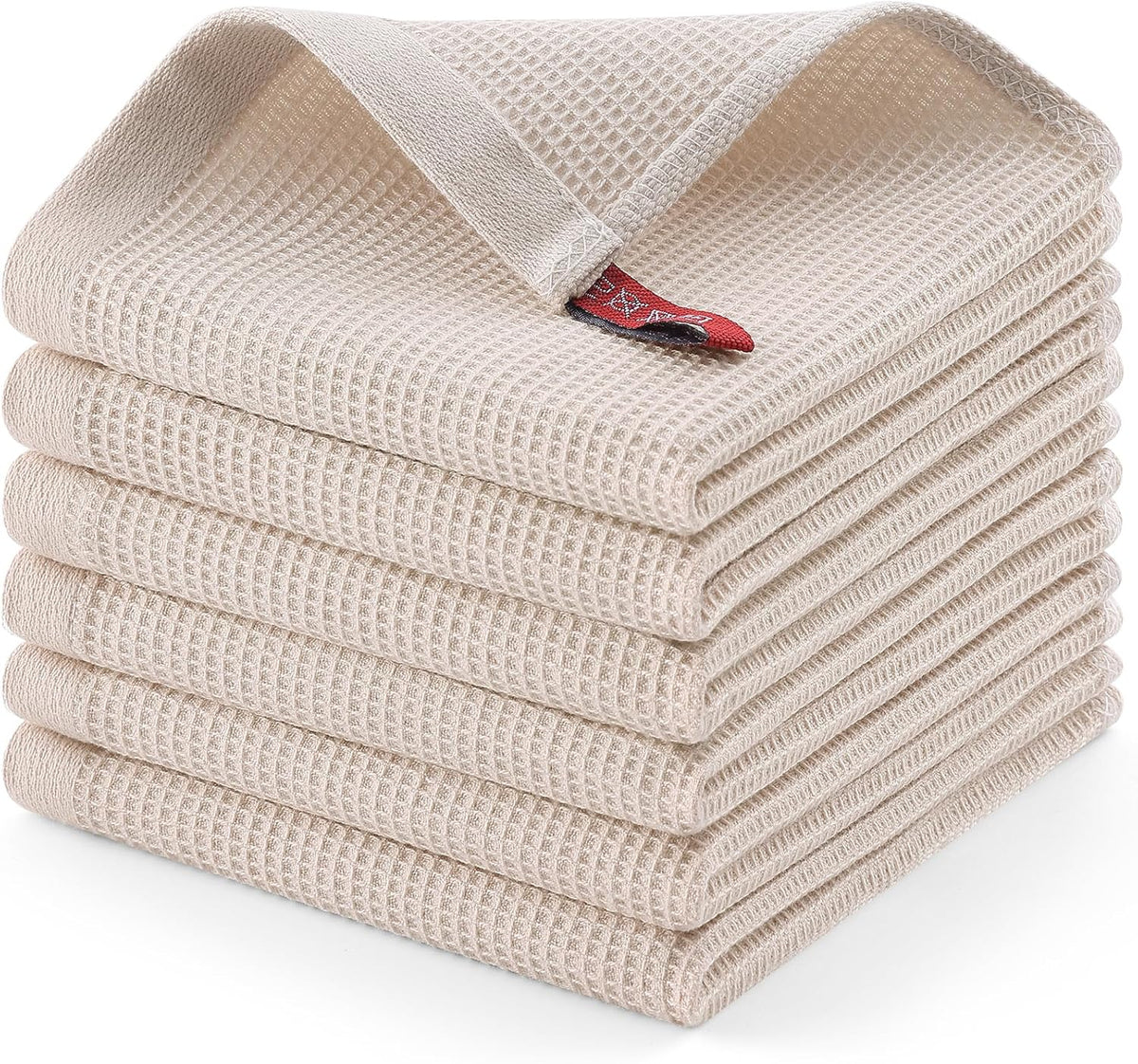 Homaxy 100% Cotton Waffle Weave Dish Cloths - 6 Pack Soft and Absorbent Dish Towels - 12 x 12