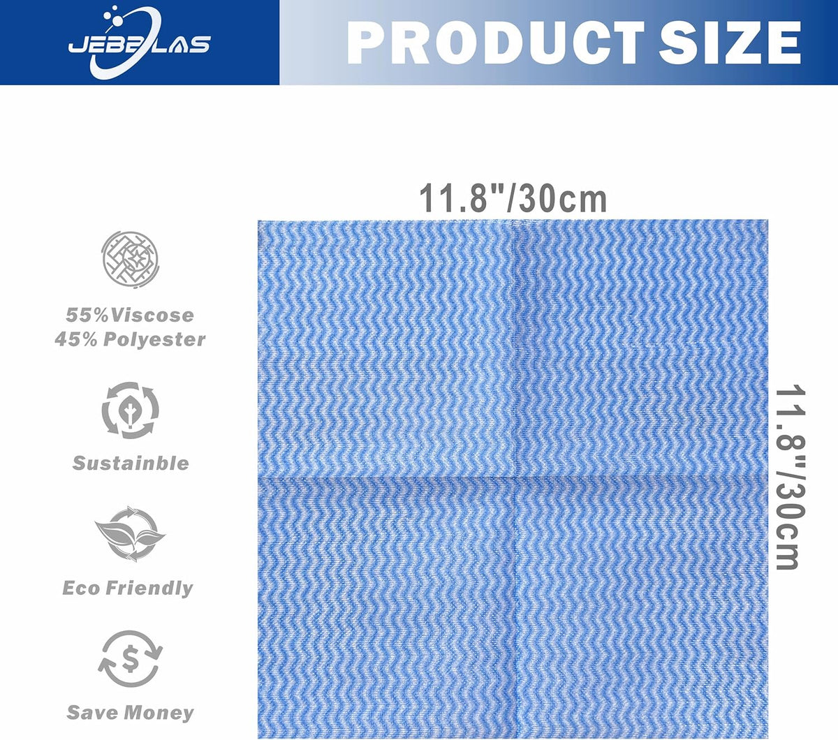 JEBBLAS 100Pcs Reusable Cleaning Cloths 11.8‘’x11.8‘’ Handi Wipes Reusable Cloths Dry Cleaning