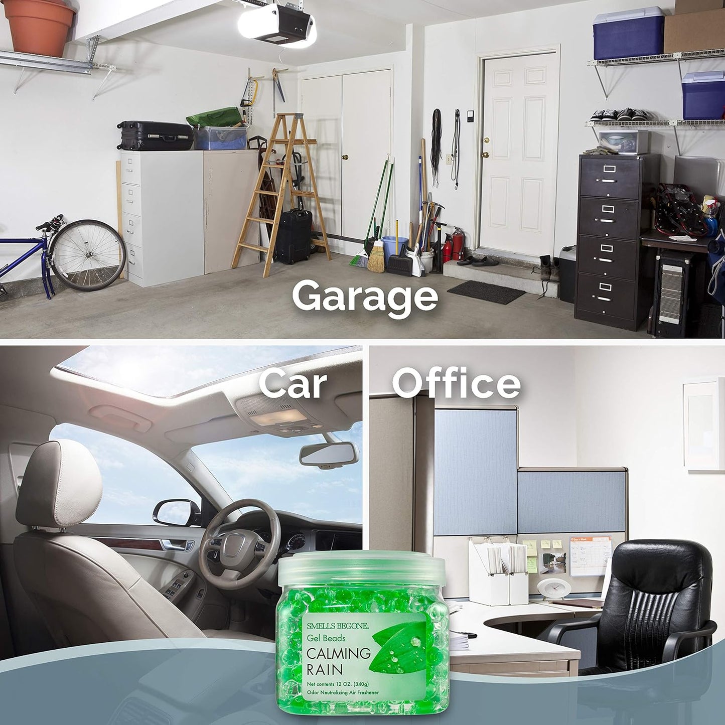 SMELLS BEGONE Odor Eliminator Gel Beads - Air Freshener - Eliminates Odor in Bathrooms, Cars