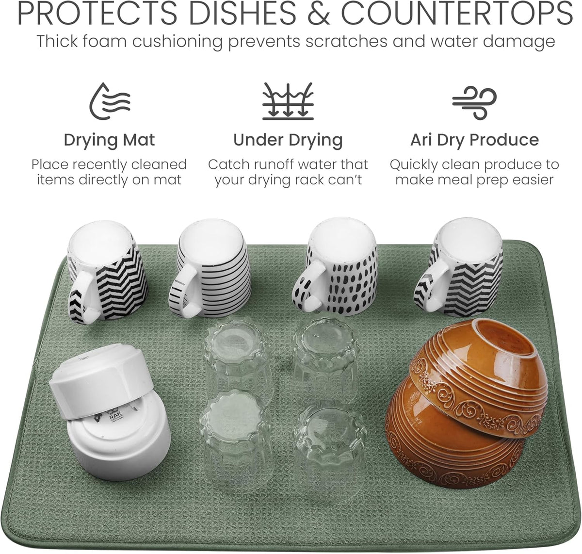 Bellemain XXL Dish Mat 24" x 17" ( LARGEST MAT ) Microfiber Dish Drying Mat , Super absorbent (