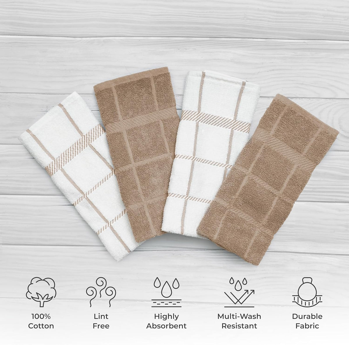 100% Cotton Terry Dish Cloth & Dish Towel, 6 Pack, Super Soft and Absorbent Kitchen Towels, Perfect