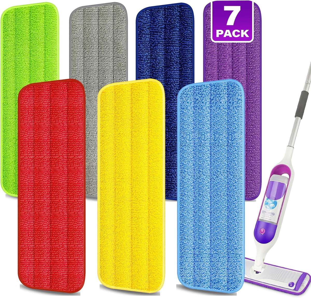 7 Count Reusable Microfiber Mop Pads for Swiffer PowerMop - MEXERRIS Microfiber Wet Pads Refills