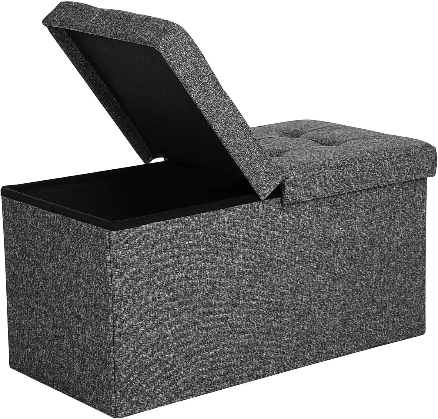 SONGMICS MAZIE Collection - 30 Inches Storage Ottoman, Foldable Storage Bench with Flipping Lid