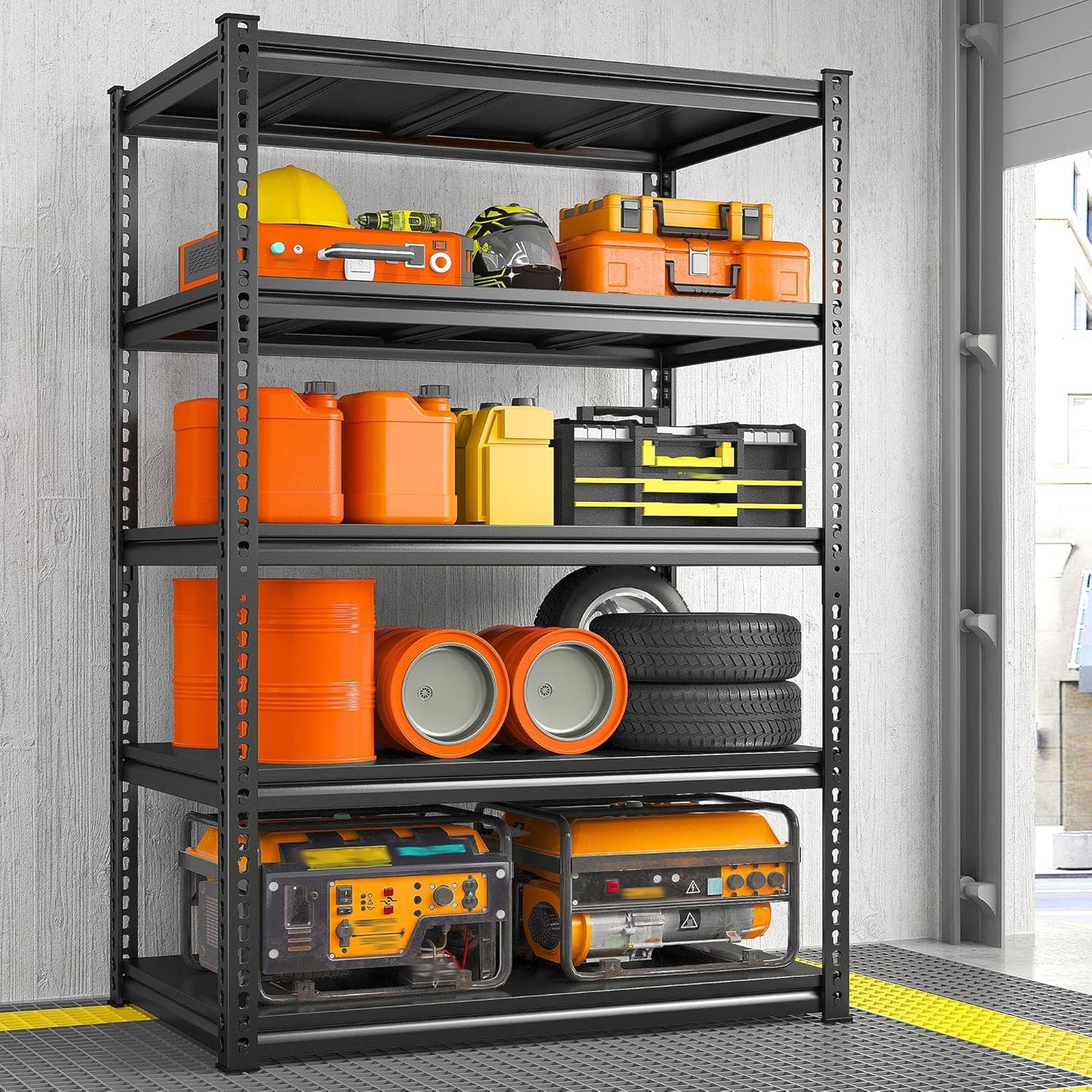 REIBII 72" H Garage Shelving Load 2500 LBS, Heavy Duty Storage Shelves, 5-Tier Adjustable Garage