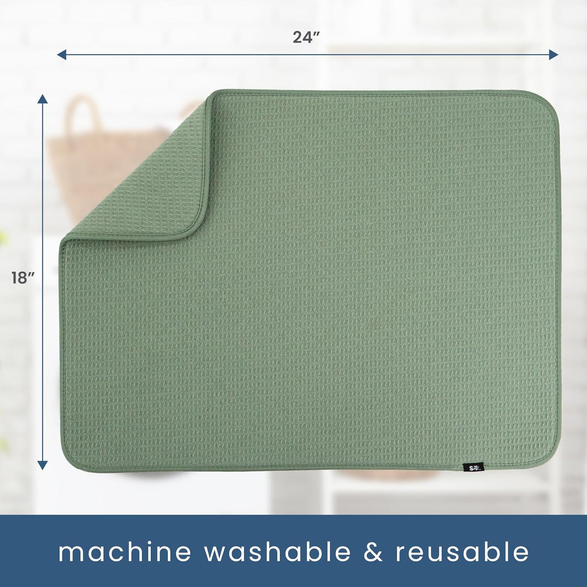 S&T INC. Dish Drying Mat XL, 18” x 24”, Absorbent Microfiber Kitchen Counter Mat, Dish Drying Pad