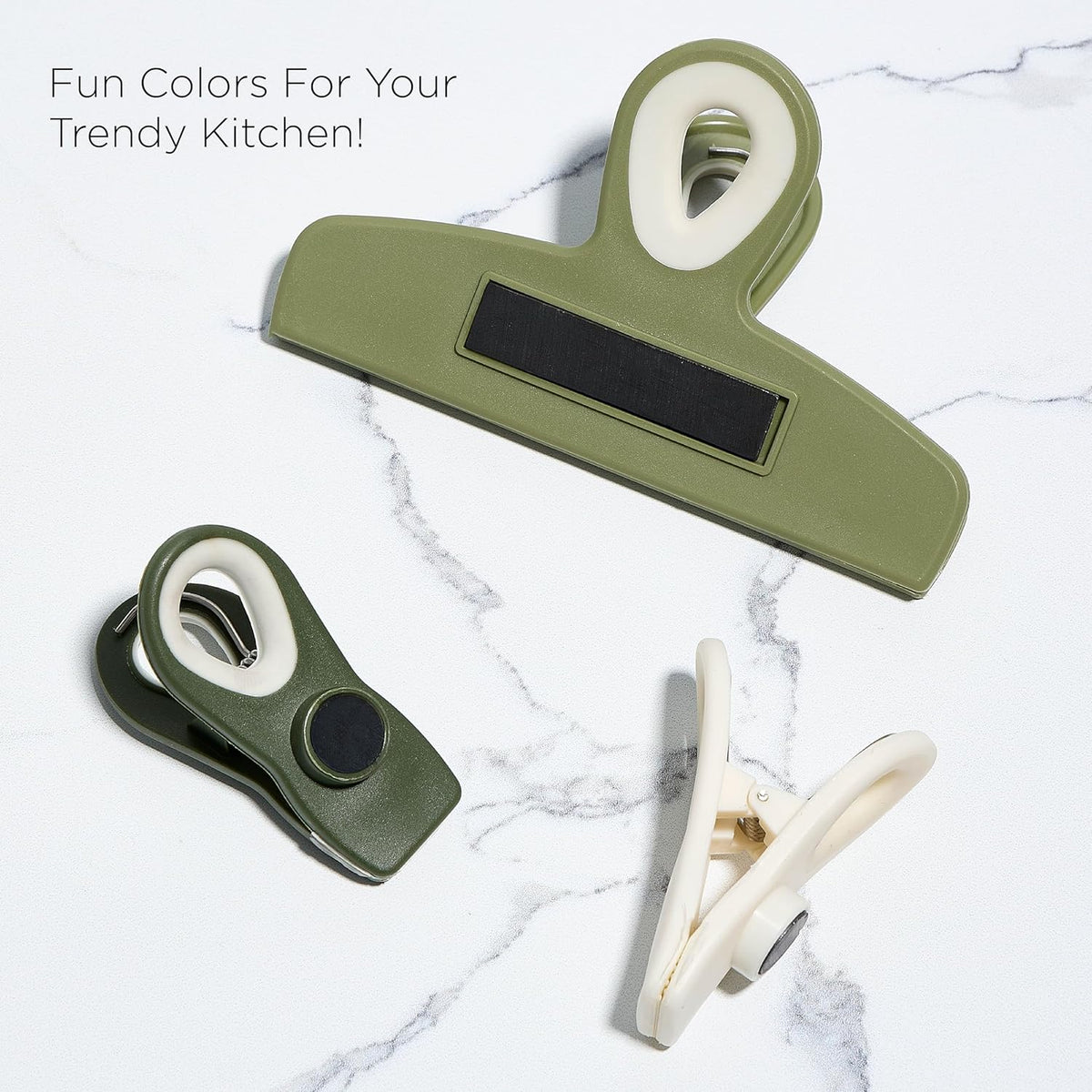 COOK WITH COLOR Bag Clips - Heavy Duty Chip Clip and Refrigerator Magnet Clips for Food Storage