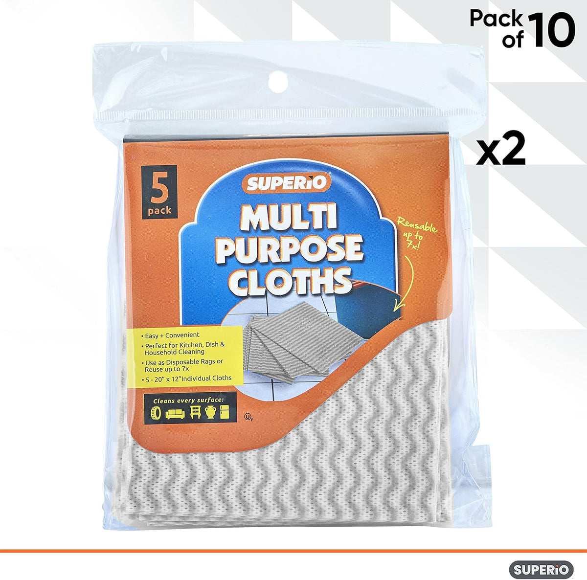 Superio Handy Wipes for Kitchen Multi-Purpose Heavy-Duty Reusable Cleaning Cloth for House