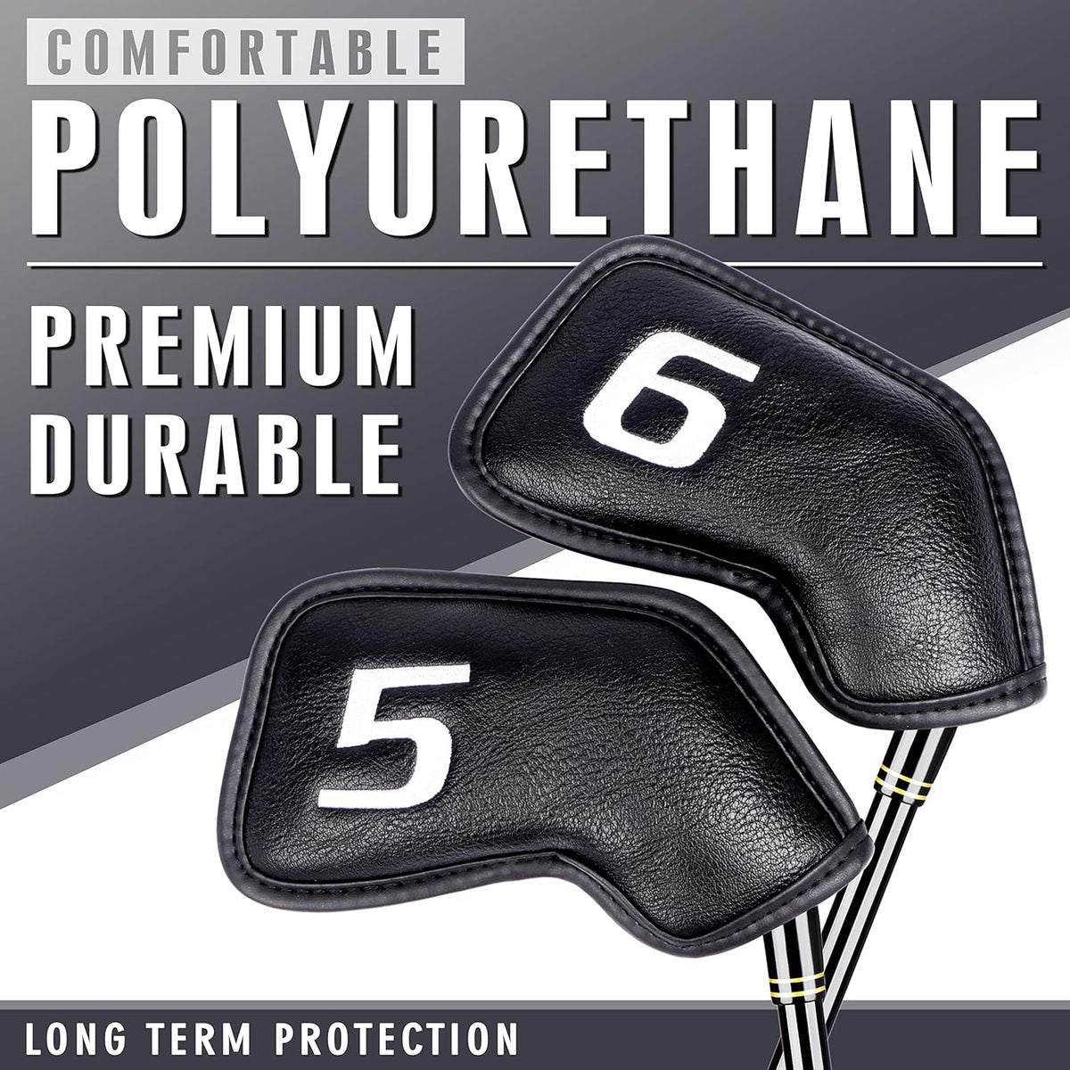 CHAMPKEY Premium Golf Club Covers for Men 12 Pack - Comfortable Polyurethane Golf Iron Covers