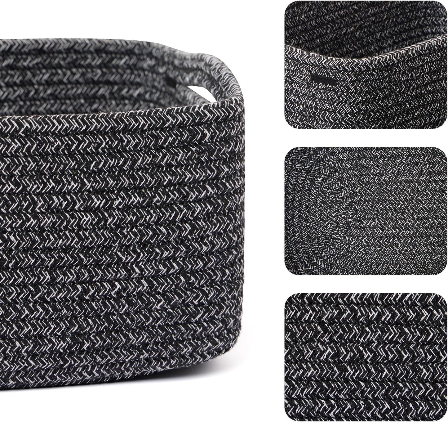 Small Storage Baskets for Organizing | Closet Organizer Bins | Shelf Toy Basket | Woven Rope