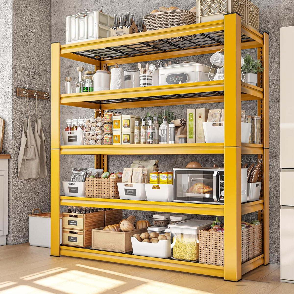 REIBII 72''H Garage Shelving 3010 LBS Storage Shelves Adjustable Metal Shelving 5 Tier Metal