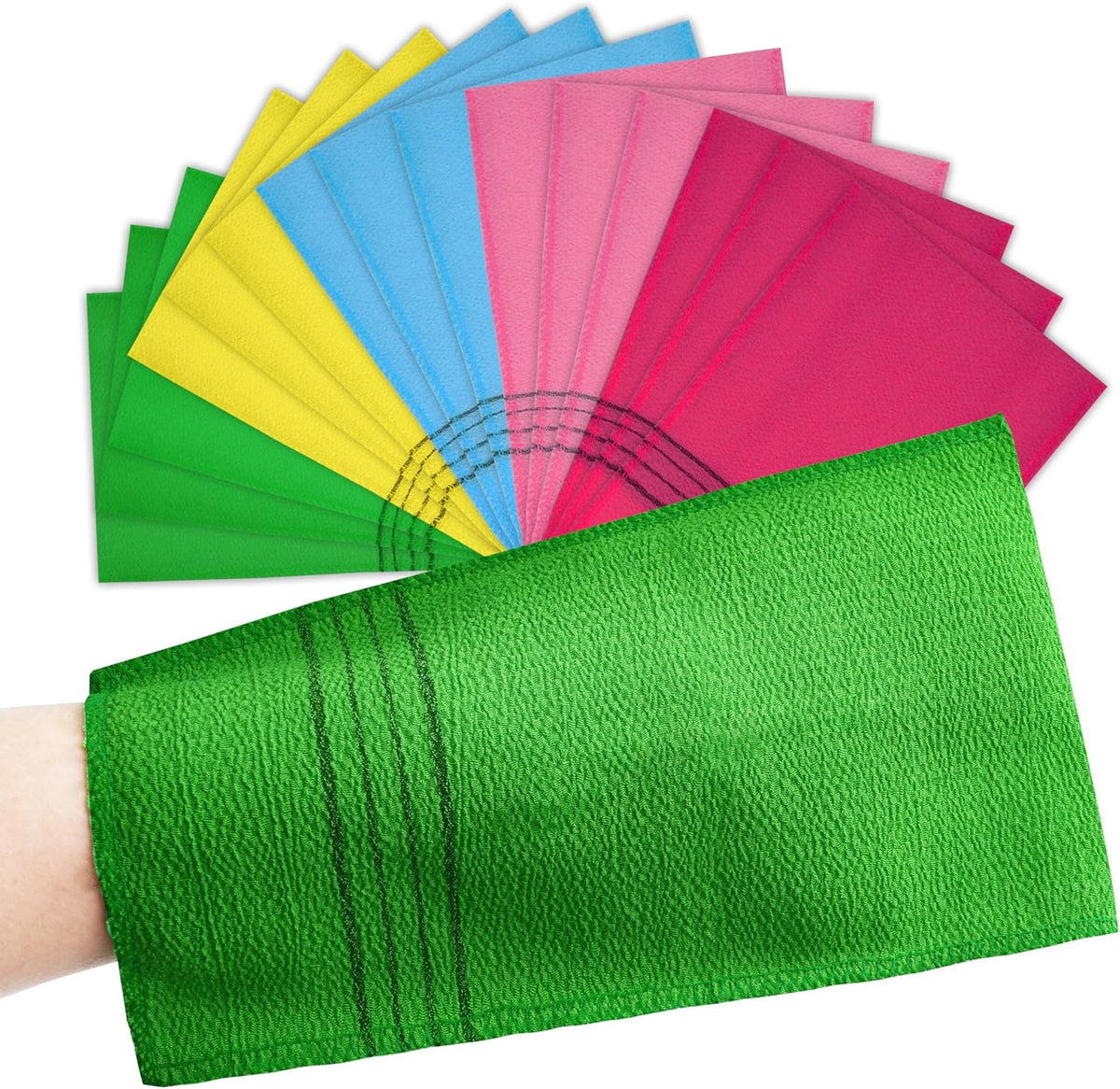 15 Pcs Korean Exfoliating Mitt, 9*5.5 in Gentle Exfoliating Korean Scrub Mitt, Large Korean