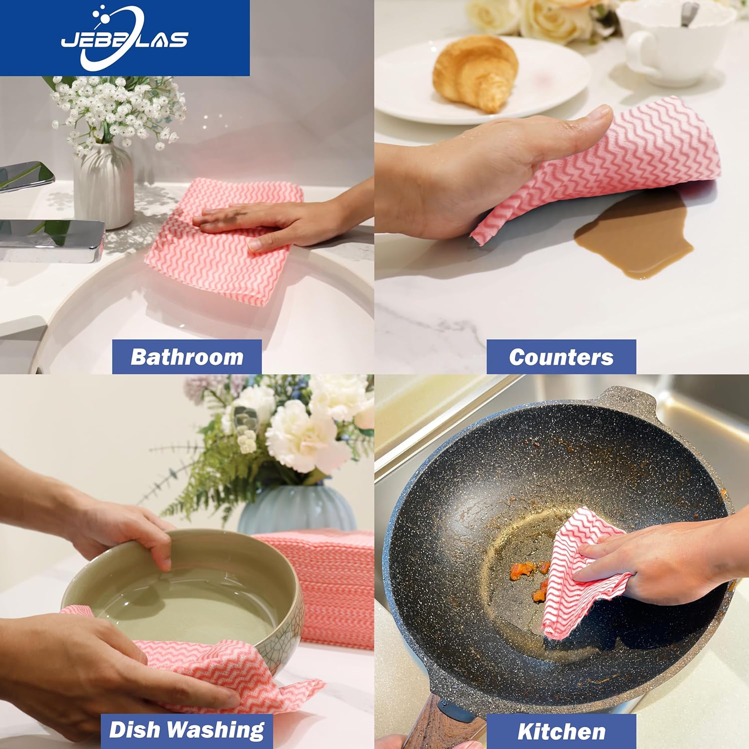 JEBBLAS Reusable Cleaning Cloths Handi Wipes Reusable Cloths Dry Cleaning Cloths Dish Towel Dish
