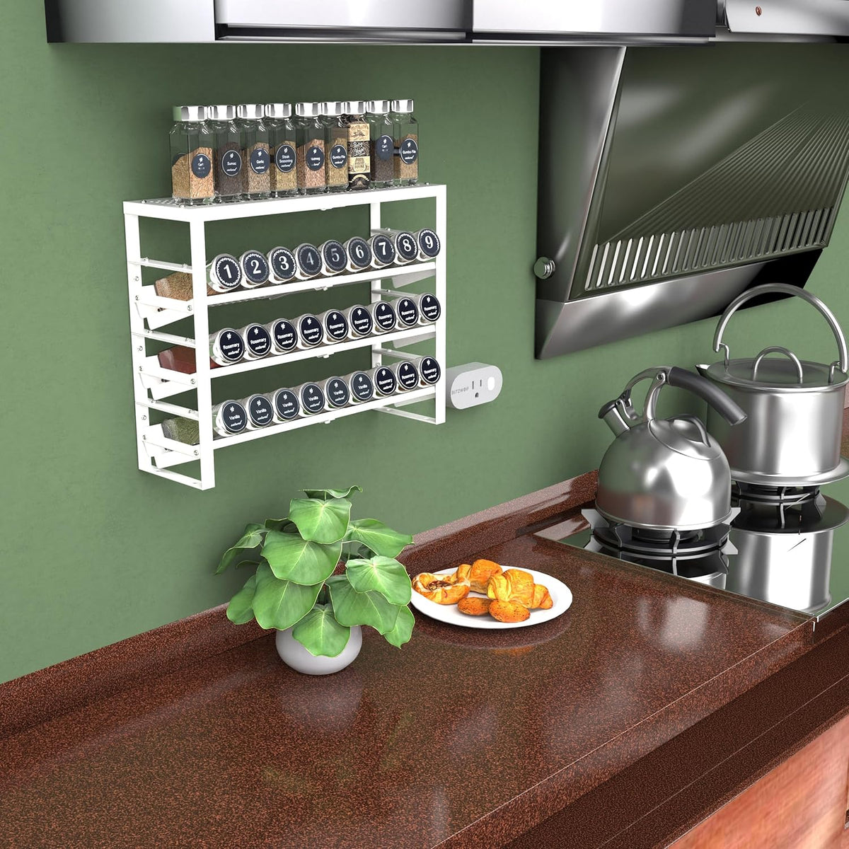 Expandable, Stackable, Adjustable Spice Rack kitchen Organizer,Metal Pantry Storage Shelves