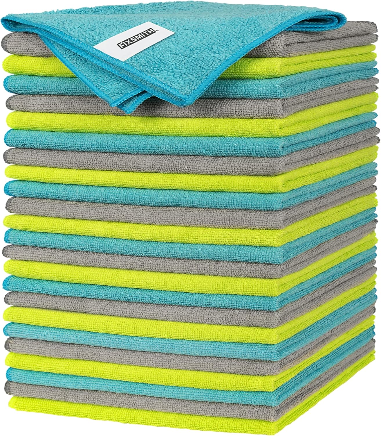 FIXSMITH Microfiber Cleaning Cloth - Pack of 24, Multi-Functional Cleaning Towels, Size: 12 x 16