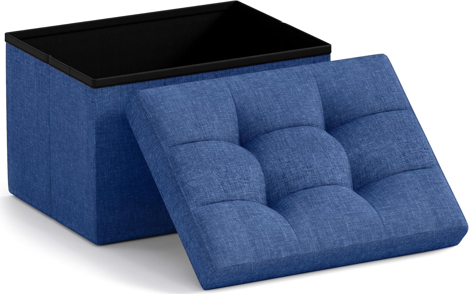 Ornavo Home Small Storage Ottoman Foldable Collapsible Rectangle Linen Ottoman Foot Rest Stool